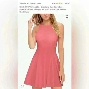 BELONGSCI Women Sweet and Cute Sleeveless Racerback Flared Swing A-Line Waist XL